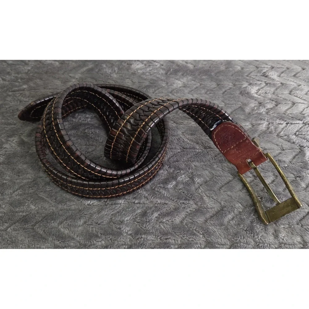 Unbranded Italian Full Grain Leather Dress Belt Brown Braided Men's Size 38